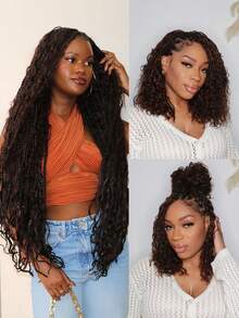 100克深波浪人发发片，4号色，中棕色，16-20英寸，100%真发，轻盈柔软，适合圣诞节、万圣节、情人节、返校季、假期等场合。 - S4 - 查看 12