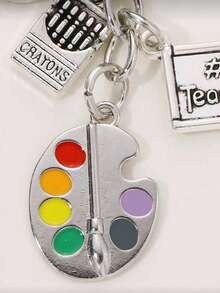 1件创意合金调色盘、铅笔、苹果钥匙扣，优雅包包挂饰，毕业、教师节、返校礼物钥匙扣 - 彩色 - 查看 4