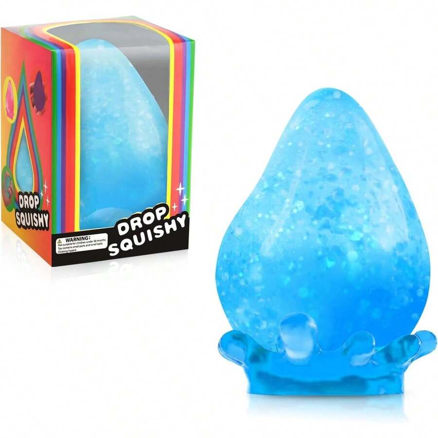 2 Packs Dream Squishy Drop Stress Balls For Adults Fidget Toys Adults, Fidgets Silicone Sensory Toys For Kids Autism, ADHD, Sensory Stress Relief Toys Birthday Day Gifts (Blue Pink) - 藍色 - 查看 1