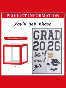 2026 Graduation Decorations, Red And Black Graduation Decorations, 2026 Arch Tool Kit Containing Letters, 2026 Middle School, High School, College And More Graduation Supplies - Red Balloon Box - View 8