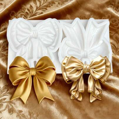 1 khuôn silicon fondant kiểu Baroque có hình nơ, khuôn silicon tự làm sô cô la để nướng bánh, khuôn đất sét epoxy tự làm.