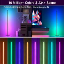 49Inch RGBIC Corner Floor Lamp For Home Decor, LED Mood Light With App, Remote Control And Control Box, Music Sync, TimingAdjustable Height, Plug And Play, Color-Changing Ambient Night Light For Living Room Decor, Bedroom, And Gaming Room - 落地燈 - 查看 9