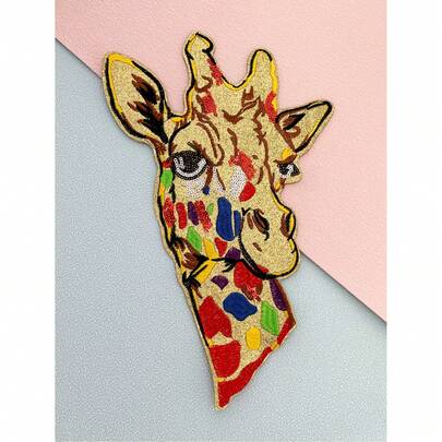 1 miếng vá thêu hình hươu hoạt hình, miếng vá thêu ủi DIY, vật tư may vá