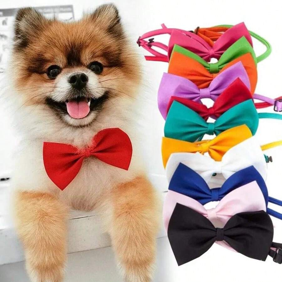 3 buc papion reglabil pentru animale de companie - opțiuni multiple de culoare, material satinat moale, fundă formală drăguță pentru gâtul câinilor și pisicilor, ideală pentru nunți, petreceri, ședințe foto și purtare zilnică - Multicolor - Vizualizare 1