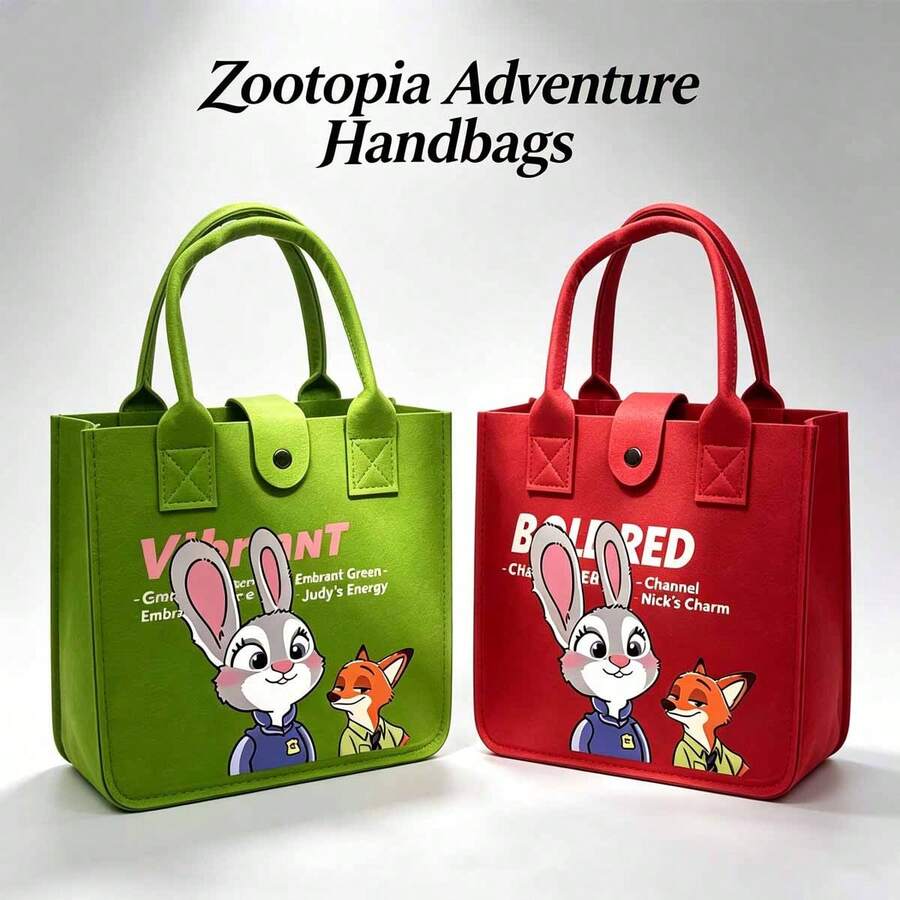Túi tote cỡ lớn MINISO in hình hoạt hình Zootopia, chất liệu nỉ bền chắc, chống thấm nước và chống mài mòn, tay cầm tiện lợi, phù hợp cho học sinh, sinh viên, đi làm, sử dụng hàng ngày, phụ kiện thời trang, món quà hoàn hảo cho gia đình và bạn bè vào dịp sinh nhật, Giáng sinh, mùa tựu trường. - Nhiều màu - Xem 1