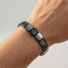 Pulsera de ágata negra con diseño minimalista de birrete de graduación, brazalete elástico para hombres, regalo conmemorativo de graduación - Multicolor - Ver 6