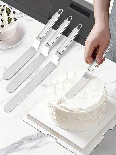 1pc High Quality Stainless Steel Cake Spatula - Non-Stick Coated, For Smoothing Cream, Trimming And Decorating Cakes, Rounded Polished Surface For Even Cream Distribution, Suitable For Spreading Cream, Jam, Chocolate And Shaping - Baking Tool, Ideal For Holidays, Graduation Ceremonies