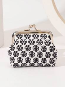 Carteira porta-moedas vintage com estampa floral geométrica e fecho de encaixe, modelo mini, portátil, ideal para moedas, cartões e chaves. Perfeita para meninas e adolescentes. - Multicolorido - Ver 13