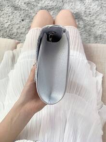 REMANLAND 闪耀夺目的水钻装饰链条包，磁扣开合，优雅时尚的派对手拿包，适合女士生日派对，魅力十足的晚宴单肩包 - 銀色 - 查看 4