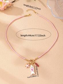 Juego de 3 collares superpuestos con perla, colgante de pez y estrella de mar, joyería bohemia linda para mujeres, collar bohemio para uso diario y vacaciones - Multicolor - Ver 7