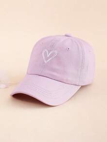 1 pieza Gorra de béisbol para niñas con bordado de corazón lindo, ajustable, transpirable, con protección solar, adecuada para primavera/verano, uso al aire libre, playa, uso diario - Amar - Ver 9