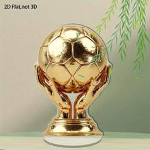1 pieza Trofeo de fútbol plano 2D - Manos doradas sosteniendo el balón, adecuado para decoración de escritorio en eventos deportivos, oficina y hogar. No se necesita energía, material acrílico duradero, base estable. Regalo ideal para jugadores de fútbol, entrenadores y fanáticos. Exhibición de alta gama, diseño elegante, base giratoria, excelente regalo para entrenadores. - A - Ver 5