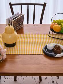 1pc Yellow Plaid Woven Table Runner, American Farmhouse Style Minimalist, Suitable For Holidays, Gatherings, Birthdays, Weddings, Dining Room, Living Room, Coffee Table, Home Decor, All Seasons - Yellow - View 4
