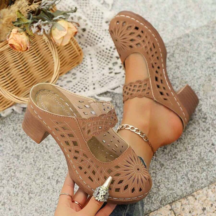 Women's Hollow Out Chunky Heel Mules Slip On Clogs For Beach Vacation Daily Commute Shopping Outdoor Summer Wear Sporty Hollow Out  Sandalias De Mujer Elegante Tenis Tenis Para Mujer Sandalias Elegantes De Mujer Zapatos De Mujer Tacones De Mujer Elegantes Zapatos Elegantes De Mujer Zapatillas Para Mujer Zapatos De Mujer Tacones Zapatillas Elegantes De Mujer Flip Flops Platform Heels For Women Wedge Heels For Women Jelly Sandals Women Botas Vaqueras Para Mujeres Platform Heels Jelly Sandals Jelly Sandals Birkenstocks Mother Gifts - 駝色 - 查看 1