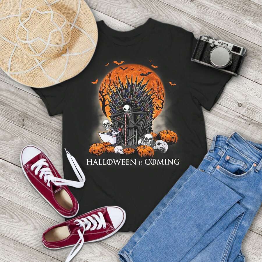 Ja C K Halloween Is Coming Vintage T-Shirt Horror Movie Shirt Nightmare Before Christmas S H Irt Ja Ck Sk El L Ingt On Shirt Gift - màu đen - Xem 1