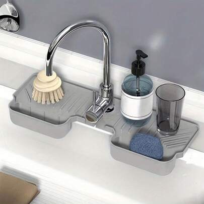 1 pieza Alfombrilla plegable de silicona para grifo - Bandeja para fregadero de cocina - Soporte para tazas de baño - Adecuado para cocina, baño, decoración del hogar, decoración de habitaciones, accesorios de baño - Regalo perfecto para madre, hermana, amiga, cumpleaños, estudiante de vuelta al colegio