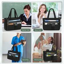 Multi-Pocket Teacher Nurse Tote Bag, 15.6 Inch Waterproof Laptop Bag With Insulated Pockets, Commute Shoulder Bag For Women - Multicolor - View 9