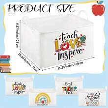 Pcs Teacher Baskets For Gifts Empty Inspirational Best Teacher Ever Storage Baskets With Handle Large Collapsible Storage Bins Box For Books Laundry Classroom Office Valentine 15 X 10 X 8 In - InspirationalTeacherStyle - View 3