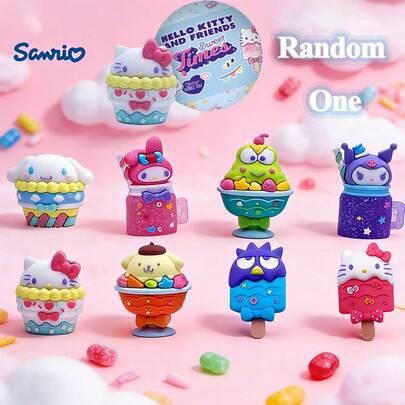 SANRIO 1个三丽鸥官方授权盲盒3D PVC神秘角色Hello Kitty桌面装饰品收藏品，生日和节日礼物