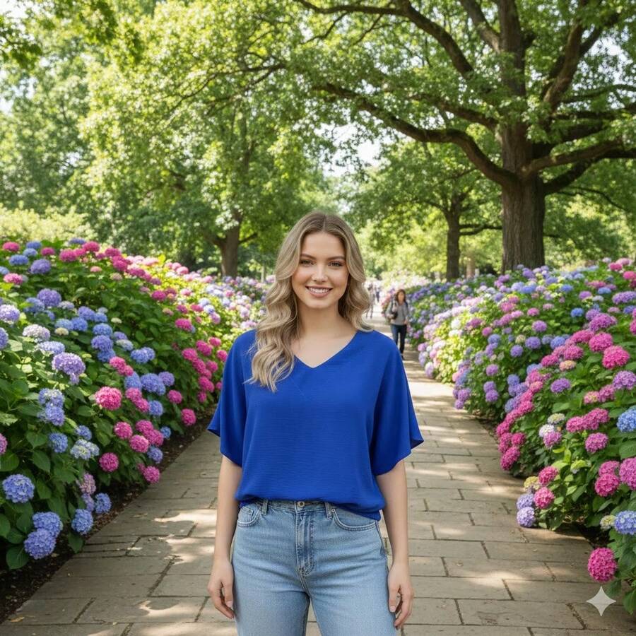Women Tops - Teal Blue - View 1