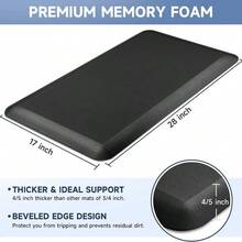 Extra Thick Anti-Fatigue Kitchen Floor Mat 4/5-Inch Cushioned Standing Mat, Non-Slip Waterproof & Stain-Resistant Ergonomic Comfort Rug For Long Standing, Durable Support Pad For Kitchen, Home Office & Standing Desk Use – Black - View 2