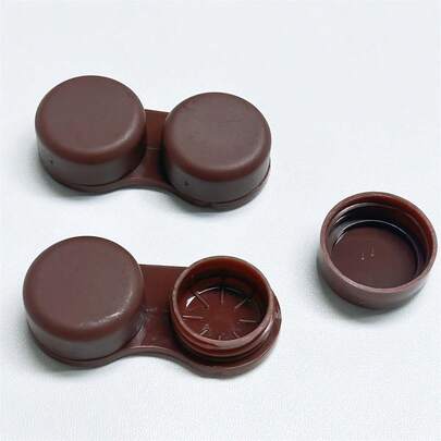 1/2/5 piezas Estuche doble minimalista marrón, lindo estuche compacto mini portátil para lentes para viaje, estudiante
