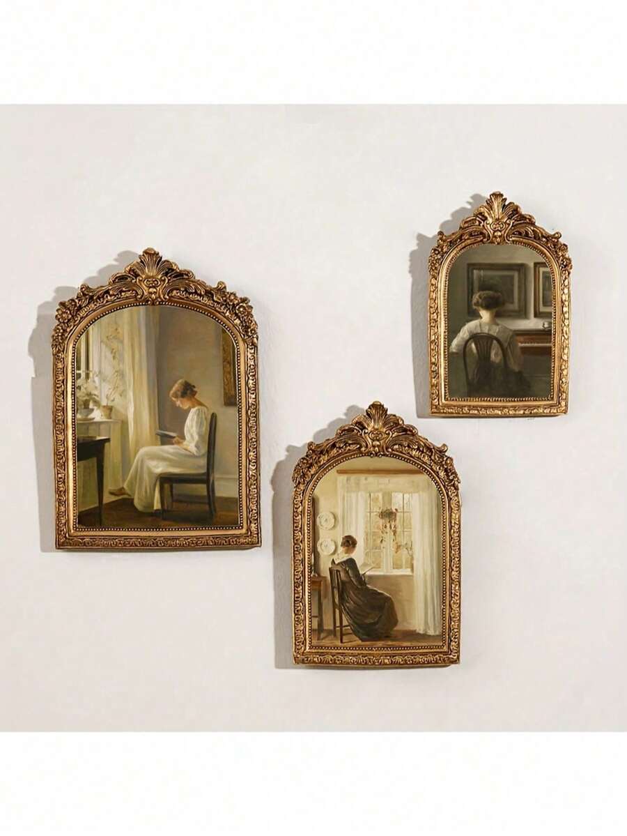 1pc Vintage European Style Resin Photo Frame - Elegant Home Decor Wall Hanging, Luxury Embossed Decorative Piece Suitable For Art Style And Light-Colored Interiors - Wall-Mounted Frame, Birthday Gift, Graduation Gift - Minimalist Wall Art Decor, Luxury Home Accents, Wedding Photo Display, Ideal For Social Media Room Decoration