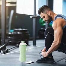 Hot Selling Silicone Foldable Adult Portable Reusable Plastic Cup Outdoor Travel Fitness Cup - 綠色 - 查看 4