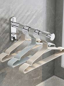 Commercial Clothes Hanger Storage Rack,Installed With Suction Cups Without Drilling,Adjustable Length,Made Of Sturdy Material,Minimalist Style Saves Space,Storage Container For Hangers Used At Home Removable Reusable,For Apartments - Multicolor - View 11