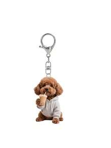2D Flat Cute Brown Teddy Dog Drinking Milk Tea Pattern Keychain, Cute Pet Dog Milk Tea Cup Aesthetic Keychain, Suitable For Couples, Dog Owners Birthday, Mother's Day, Back To School Gifts, Durable And Lightweight, Applicable For Car Keychain, Phone Keychain, Backpack Wallet Keychain Decoration - One Size Fits All - View 13