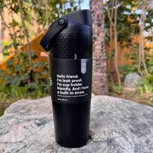 30oz Insulated Water Bottle Set Is Made Of Stainless Steel And Keeps Drinks Hot Or Cold For Up To 24 Hours. It Offers Two Ways To Drink – Through A Straw Or Directly From The Bottle – Easily Switched With The Press Of A Button. - 黑色 - 查看 1