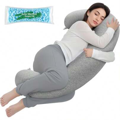 Body Pillow, Long Pillow, Memory Foam Body Pillow, C-Shaped Side Sleep Pillow, Machine Washable Pillowcase, 47"*10"