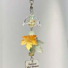 Women Beaded Bracelets - Red Maple Leaf Wind Chime Pendant - View 3