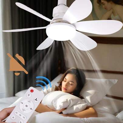 52cm Ceiling Fan With Light, 40W LED, E27 Bulb, 3-Speed, Dimmable (3000K-6500K), Remote Control, Suitable For Living Room, Kitchen, Office - White & Color