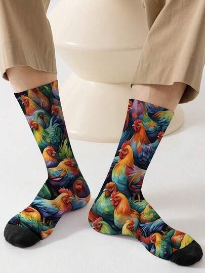 1 par de calcetines de compresión de media pantorrilla con estampado divertido de números 3D a 360 grados, de estilo unisex, con patrón de huevo, calcetines sin costuras con estampado interesante y novedoso, adecuados para el Día de San Valentín, el Día del Padre, el Día de la Madre, aniversarios, regalos para parejas de alta calidad, nuevos calcetines largos de primavera/verano para mujeres, adecuados para uso diario, oficina, vacaciones, deportes al aire libre y ocasiones especiales