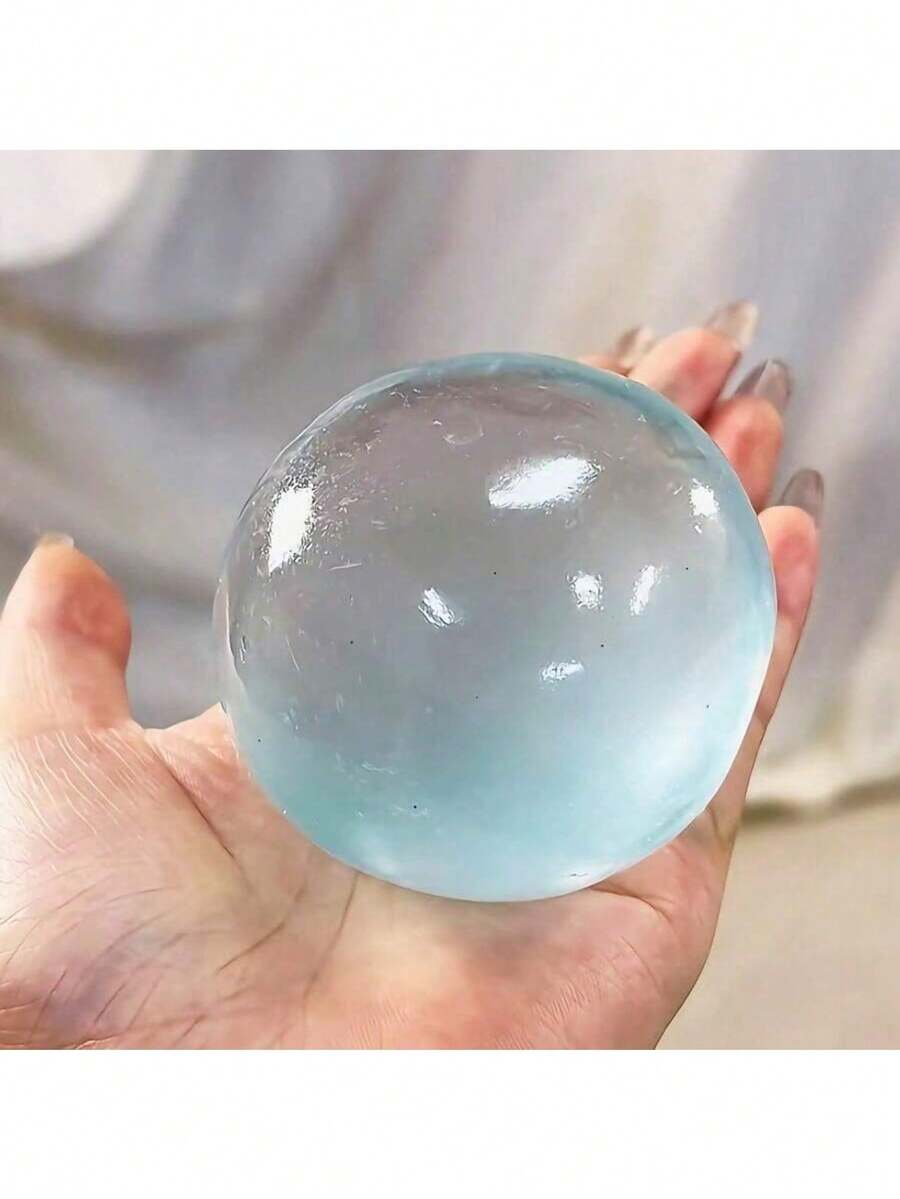 1pc Moldable Slow Rebound Blue Coconut Oil Handmade Squeezing Ball, 6cm Round Malt Stress Relief Squeeze Toy, Suitable For Ideal Holiday Gifts, Fun & Cute Gifts, Birthday Gifts, Easter Gifts, Halloween Gifts, Christmas Gifts, Party Favor Filler - 藍色 - 查看 1