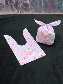 35pcs/Set Eid Al-Adha Cute Sheep & Rabbit Ear Candy Bags, Light Purple Cartoon Style, Suitable For Cookies, Pastries And Party Favors Packaging - View 6