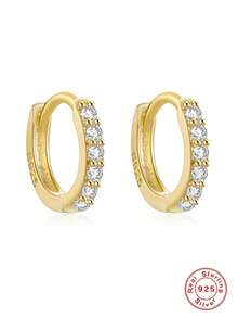 SereneSpark 2Pcs 925 Sterling Silver Classic Cubic Zirconia Hoop Earring Cartilage Endless Small Hoop Earrings Set For Women Men | Hypoallergenic 925 Sterling Silver Tragus Earrings Nose Lip Rings | Huggie Earrings Jewelry For Women'S Daily Wear,Wedding,Parties, And Banquet Occasions(5-9mm) - Gold - View 14