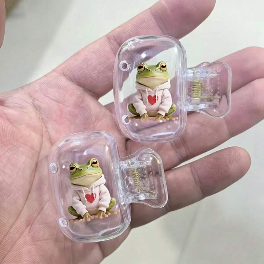 2pcs Cute Frog Toothbrush Protective Cover, Toothbrush Holder, Portable Travel Toothbrush Cover, Small Gift For Family Members, Suitable For Home/Travel, Fun Frog Pattern - Multicolor - View 1