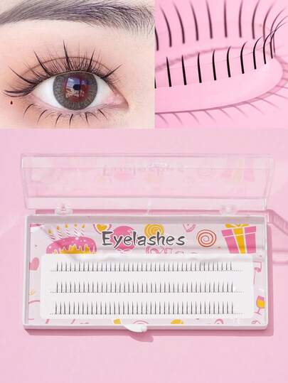 120 piezas Extensiones de pestañas individuales rizadas de 5mm/6mm/7mm, mezcla de racimos de pestañas, naturales y suaves para un alargamiento, pestañas adecuadas para maquillaje diario u ocasiones especiales