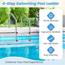 Stainless Steel Swimming Pool Ladder For Above Ground And In-Ground Pools, Durable And Rust-Resistant Pool Steps With Non-Slip Treads, Easy Climbing And Maintenance, Ideal For Backyard Pools, Garden Pools, Patio Pools, Summer Fun, Pool Parties, Water Activities, Outdoor Recreation, Family Gatherings, Pool Exercise, Seasonal Pool Setup, Stable And Reliable Support, Heavy-Duty Construction, Convenient Outdoor Use - A - View 7