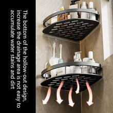 1 pieza/2 piezas Estantería de baño de metal triangular, cesta de ducha montada en la pared sin taladrar, estante de almacenamiento para baño/cocina, apto para champú, acondicionador, especias, artículos de tocador y cosméticos, diseño de drenaje perforado - Plateado - Ver 3