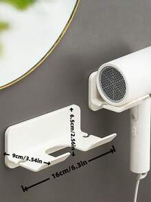 1件壁掛式吹風機置物架，免鑽孔浴室吹風機收納架，附儲物隔層，浴室美髮工具收納架，適用於浴室、廁所與洗手台 - 彩色 - 查看 7