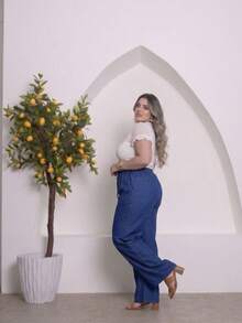 Women's  Plus Size Jeans Pantalona - Quần jean màu xanh đậm - Xem 2