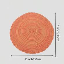 2/6 pièces Sets de table ronds en PP tressés à la main, tapis isolants orange vif, décoration de cuisine, convient pour pique-nique de jardin extérieur en été, pendaison de crémaillère, anniversaire, décoration de mariage, fournitures de fête de vacances, rassemblement familial, camping, nappe, chemin de table, décoration d'intérieur, essentiels de cuisine - Orange - Voir 11