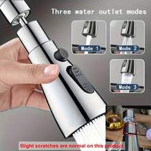 1pc Multi-Function Faucet Extension - Kitchen & Bathroom Splash Guard, Pressurized Sprayer Adapter, 3-Mode Rotatable Aerator & Cleaning Sprayer, Universal Fit For RV & Home Faucets - Silver - View 14