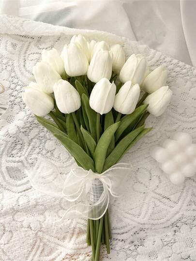 3/6pcs Mini White Tulip Artificial Flower Wedding Home Decoration Fake Flower Souvenir Tulip Artificial Flower