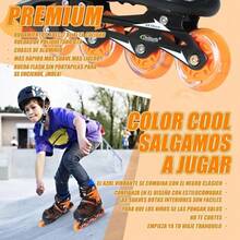 Patines en Línea Ajustables para Niños y Niñas | Azul y Negro con Detalles Verdes | Talla M (20.5-23cm), Ruedas de 72mm, Diversión y Estabilidad - Naranja - Ver 2