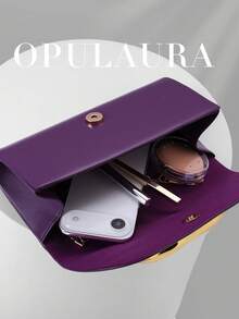 OpulAura Retro Solid Color Clutch Bag, Versatile Mini Purse, Fashionable PU Leather Handbag Suitable For Weddings, Parties, Galas, Dinners And Other Occasions - Purple - View 6