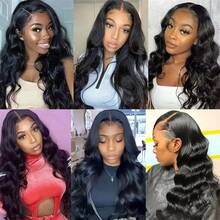 Body Wave Lace Front Wigs Human Hair 13x4 Lace Front Wig Pre Pluked Headline Brazilian Human Hair Wigs For Women 180% Density Natural Color (20.32-86.36 Cm) - Natural Black - 查看 9